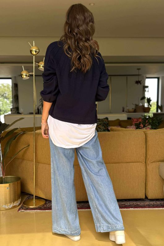 Laundry B Wicklow Fine Knit Throw On Cardigan Navy